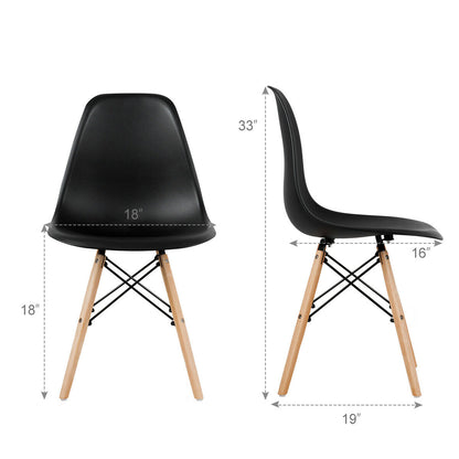 Mid-Century Modern Dining Chairs with Wooden Legs Black, Set of 4