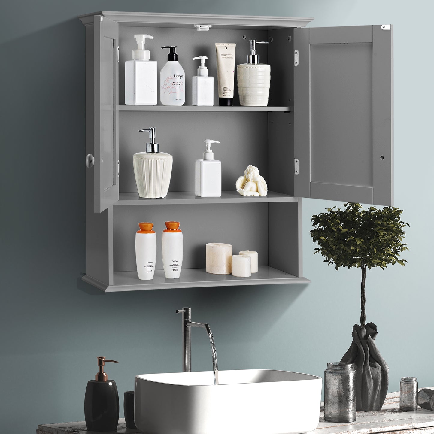 Wall-Mounted Medicine Cabinet with Adjustable Shelves and Storage