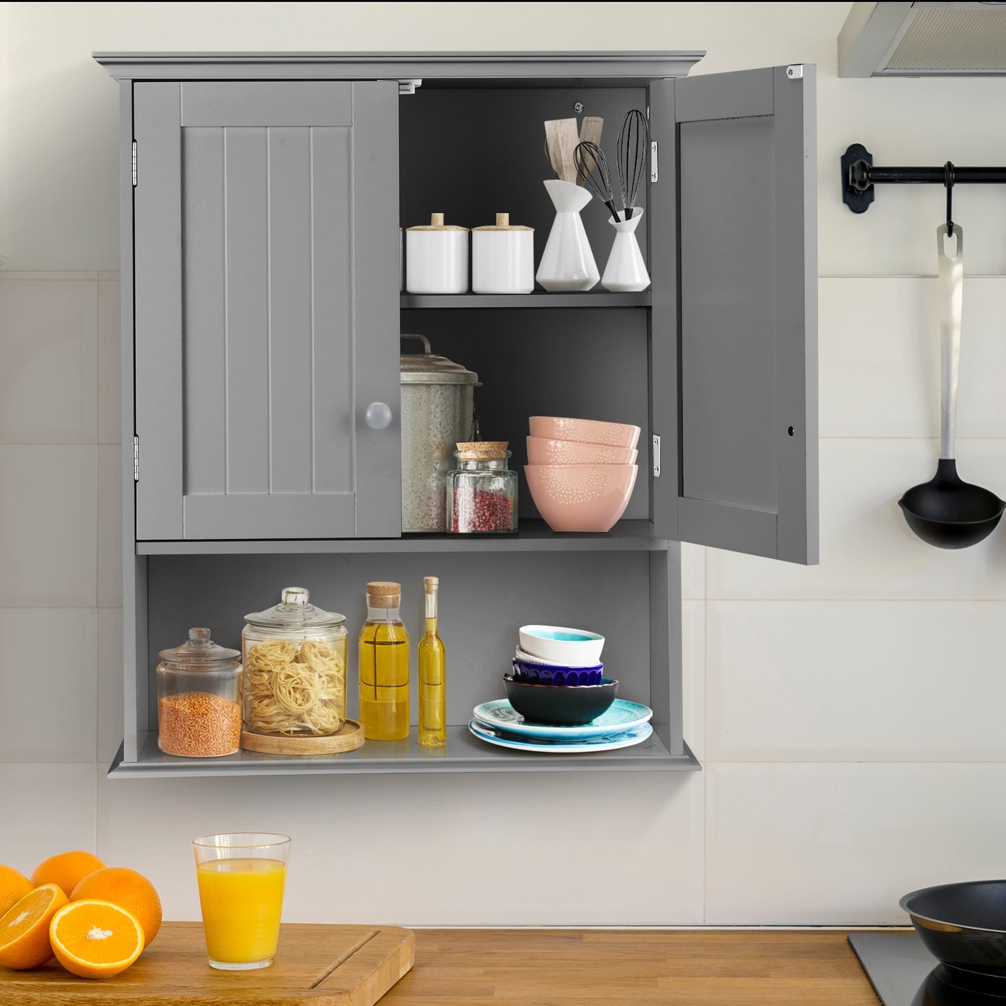 Wall-Mounted Medicine Cabinet with Adjustable Shelves and Storage