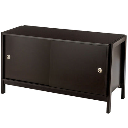 Durable Wood TV Cabinet with Sliding Doors for Flat Screen TVs up to 50 Inch