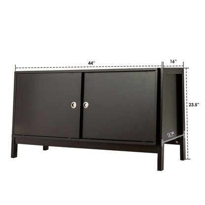 Durable Wood TV Cabinet with Sliding Doors for Flat Screen TVs up to 50 Inch
