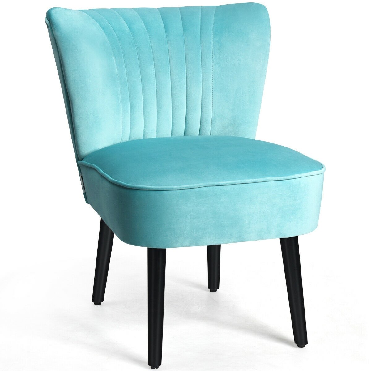 Set of 2 Modern Armless Upholstered Accent Chairs in Turquoise