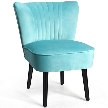 Set of 2 Modern Armless Upholstered Accent Chairs in Turquoise