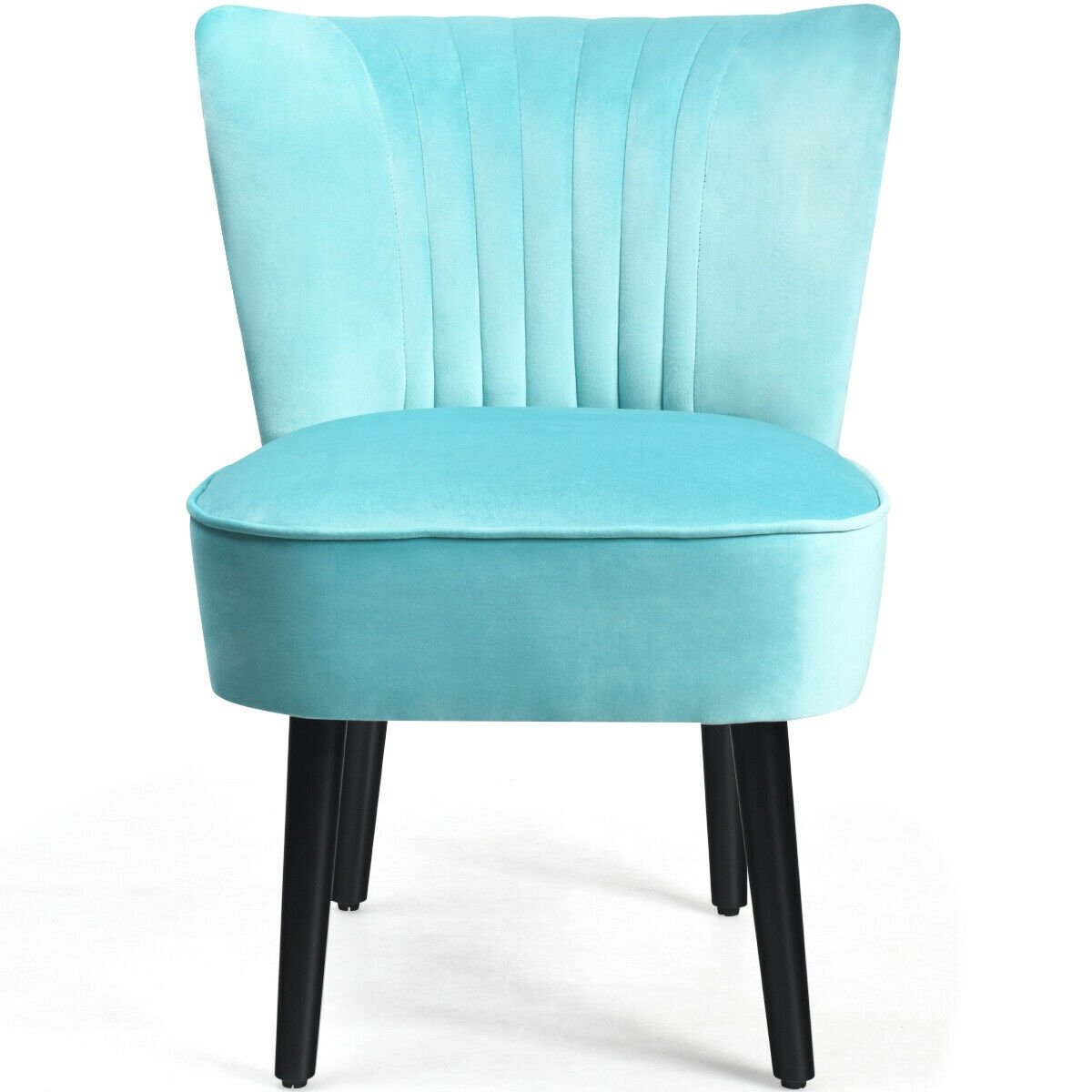 Set of 2 Modern Armless Upholstered Accent Chairs in Turquoise