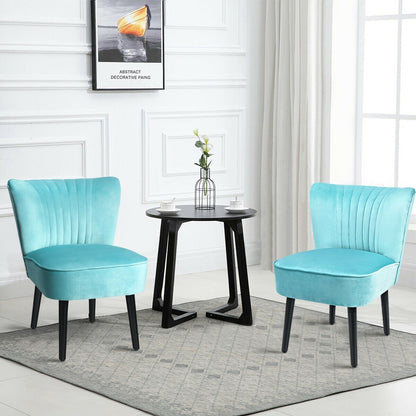 Set of 2 Modern Armless Upholstered Accent Chairs in Turquoise