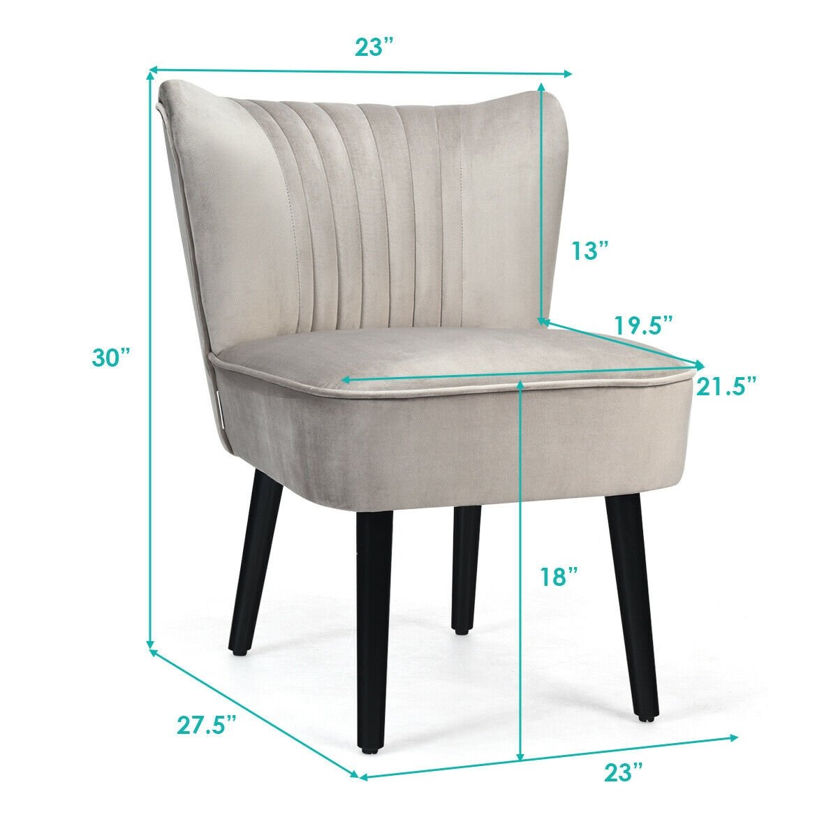Set of 2 Modern Armless Upholstered Accent Chairs in Brown