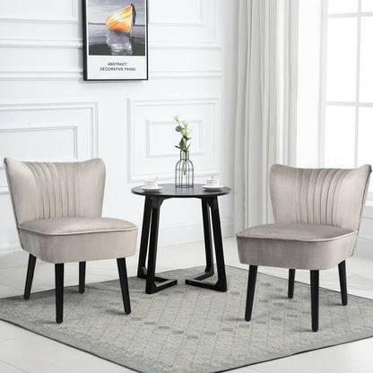 Set of 2 Modern Armless Upholstered Accent Chairs in Brown