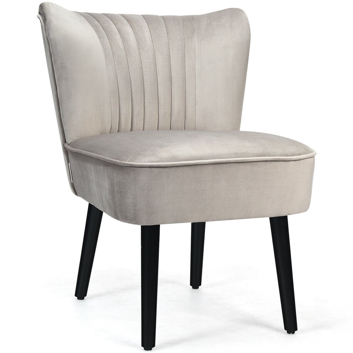 Set of 2 Modern Armless Upholstered Accent Chairs in Brown