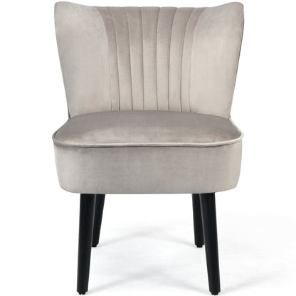 Set of 2 Modern Armless Upholstered Accent Chairs in Brown