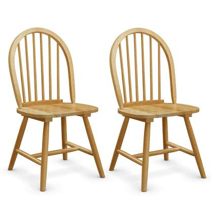 Pair of Vintage Windsor Wooden Dining Chairs with Spindle Back in Natural Finish