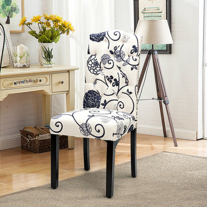 Pair of Tufted Upholstered Dining Chairs, Black and White