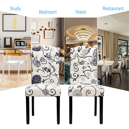 Pair of Tufted Upholstered Dining Chairs, Black and White