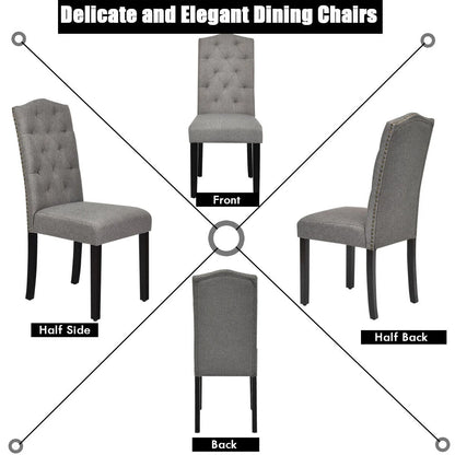 Pair of Tufted Upholstered Dining Chairs, Grey
