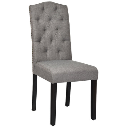 Pair of Tufted Upholstered Dining Chairs, Grey