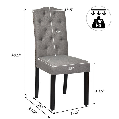 Pair of Tufted Upholstered Dining Chairs, Grey