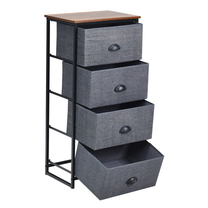 Compact 4-Drawer Storage Chest with Metal Frame and Fabric Drawers, Stylish Organizer Cabinet – Black