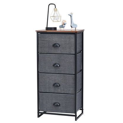 Compact 4-Drawer Storage Chest with Metal Frame and Fabric Drawers, Stylish Organizer Cabinet – Black