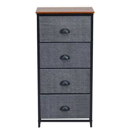 Compact 4-Drawer Storage Chest with Metal Frame and Fabric Drawers, Stylish Organizer Cabinet – Black