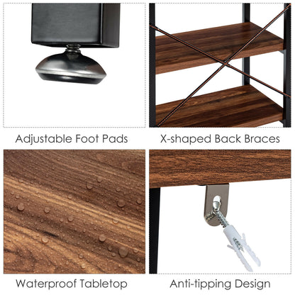 47 Inch Industrial Console Table with Open Storage Shelves for Entryway or Hallway - Rustic Brown