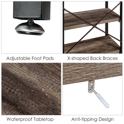47 Inch Industrial Console Table with Open Storage Shelves for Entryway or Hallway - Natural