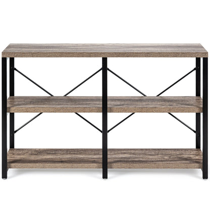 47 Inch Industrial Console Table with Open Storage Shelves for Entryway or Hallway - Natural