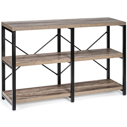 47 Inch Industrial Console Table with Open Storage Shelves for Entryway or Hallway - Natural