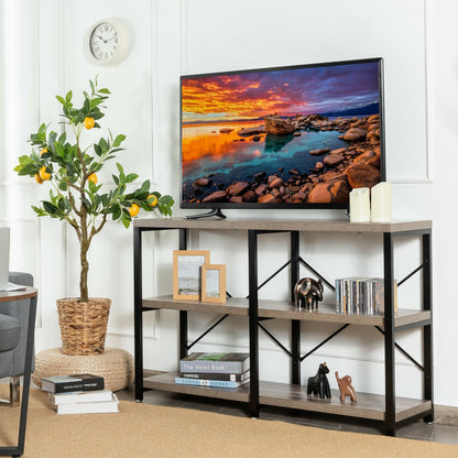 47 Inch Industrial Console Table with Open Storage Shelves for Entryway or Hallway - Natural