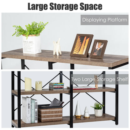 47 Inch Industrial Console Table with Open Storage Shelves for Entryway or Hallway - Natural