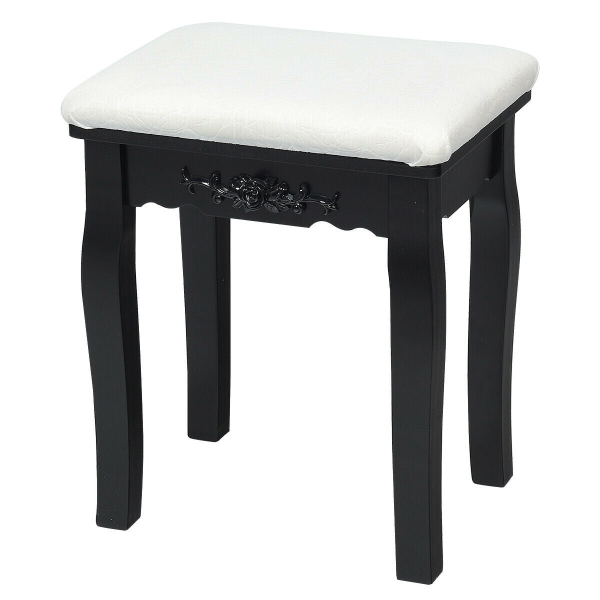 Vanity Set with Lighted Mirror, 10 Dimmable LEDs, Drawers, and Cushioned Stool – Black