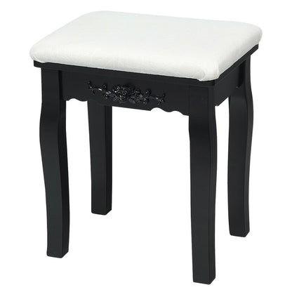 Vanity Set with Lighted Mirror, 10 Dimmable LEDs, Drawers, and Cushioned Stool – Black