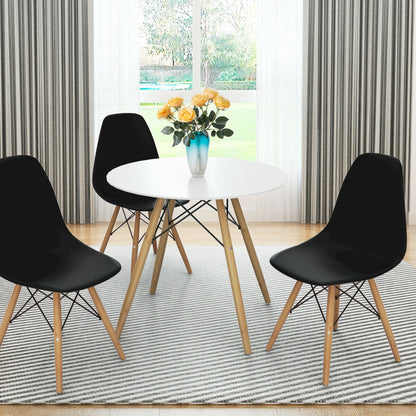 Mid-Century Modern Dining Chairs with Wooden Legs Black, Set of 2