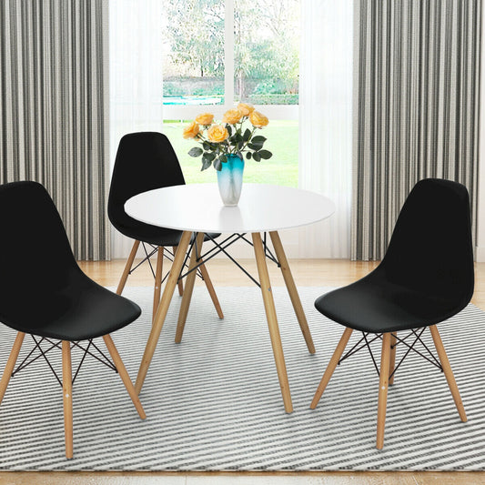 Mid-Century Modern Dining Chairs with Wooden Legs Black, Set of 2