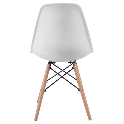 Mid-Century Modern Dining Chairs with Wooden Legs White, Set of 2