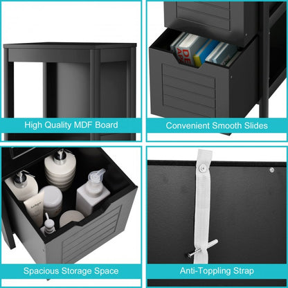 Elegant Wooden Bathroom Floor Cabinet with Multifunctional Storage & Organizer