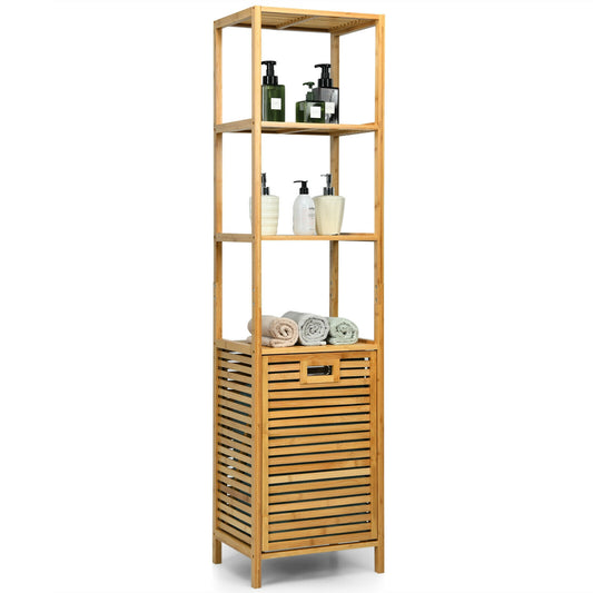 Bamboo 2-in-1 Tilt Out Laundry Hamper with 3 Tier Storage Shelf
