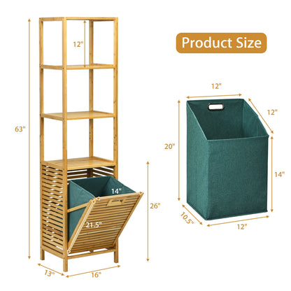 Bamboo 2-in-1 Tilt Out Laundry Hamper with 3 Tier Storage Shelf