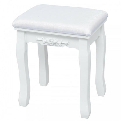 Vanity Set with Oval LED Mirror, 10 Dimmable Bulbs, Stool and 3 Drawers