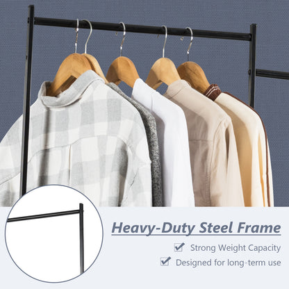 8-Drawer Multifunctional Dresser with Hanging Rod & Metal Storage Rack