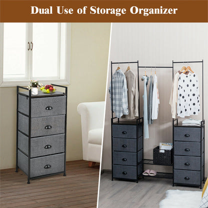 8-Drawer Multifunctional Dresser with Hanging Rod & Metal Storage Rack