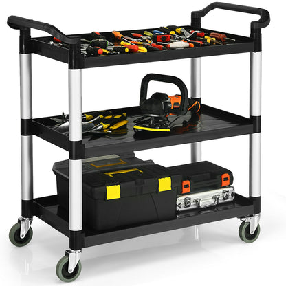 3-Tier Utility Cart with Durable Aluminum Frame and Lockable Wheels