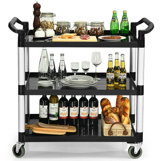 3-Tier Utility Cart with Durable Aluminum Frame and Lockable Wheels