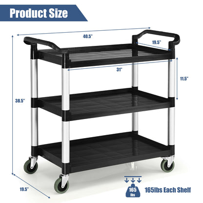 3-Tier Utility Cart with Durable Aluminum Frame and Lockable Wheels