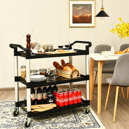 3-Tier Utility Cart with Durable Aluminum Frame and Lockable Wheels