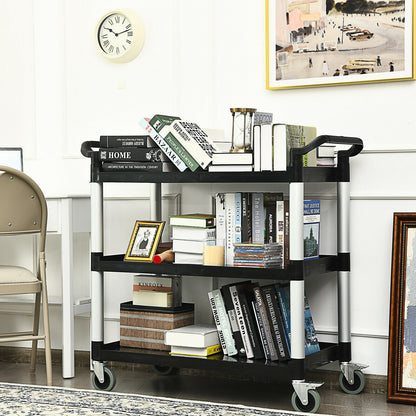3-Tier Utility Cart with Durable Aluminum Frame and Lockable Wheels