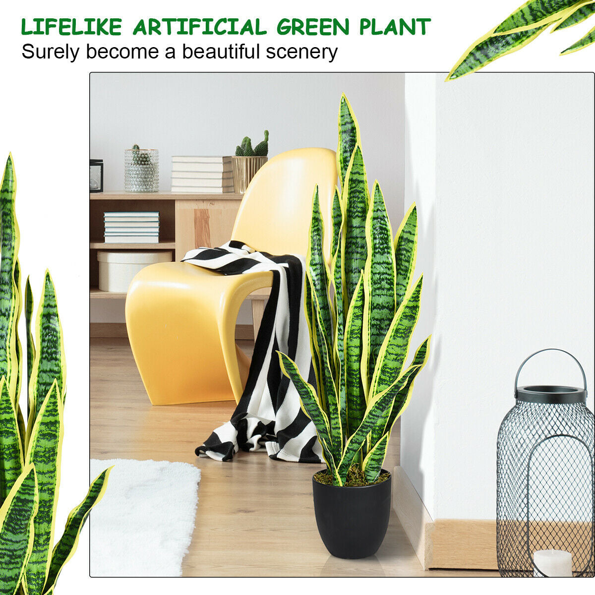 35.5 Inch Lifelike Artificial Snake Plant for Indoor & Outdoor Décor