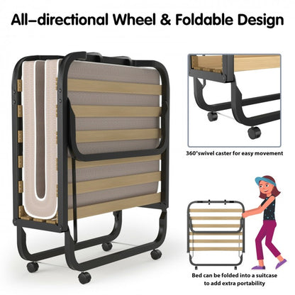 79 x 36 Inch Folding Rollaway Bed with 4" Memory Foam Mattress for Ultimate Comfort