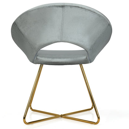 Elegant Upholstered Velvet Armchair with Golden Metal Frame, Grey