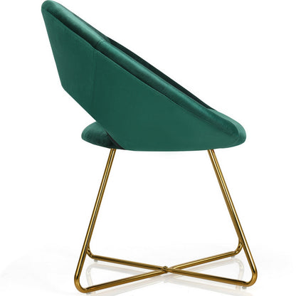Elegant Upholstered Velvet Armchair with Golden Metal Frame, Dark Green
