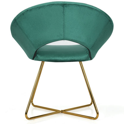 Elegant Upholstered Velvet Armchair with Golden Metal Frame, Dark Green