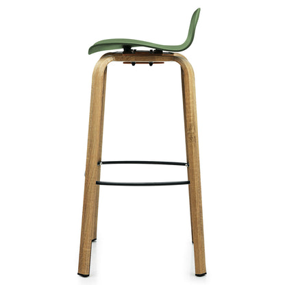 2 Pieces Contemporary Barstools with Low Back and Metal Legs Pub Chairs - Green